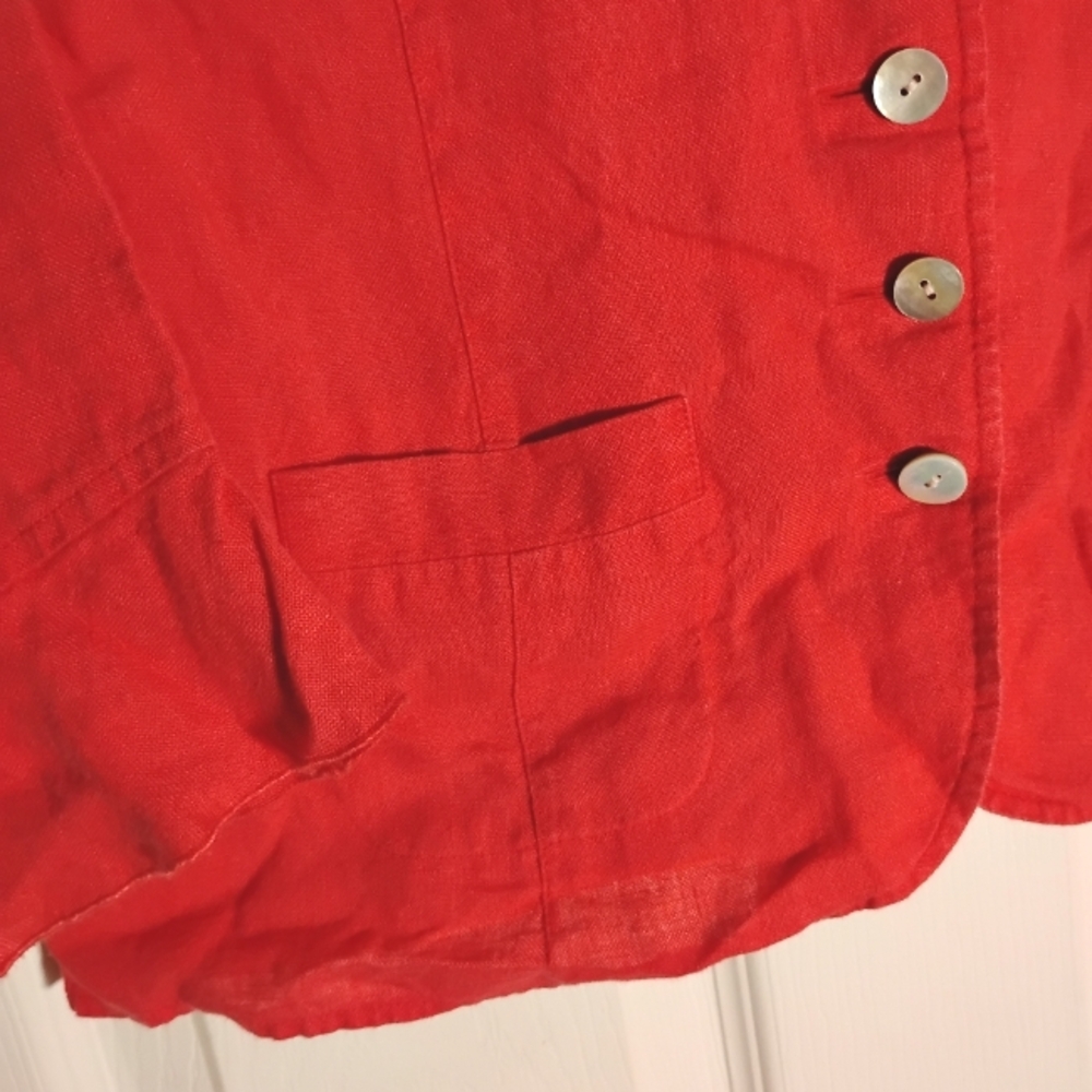 Irish Linen Talbots Shacket Red - Picture 3 of 7